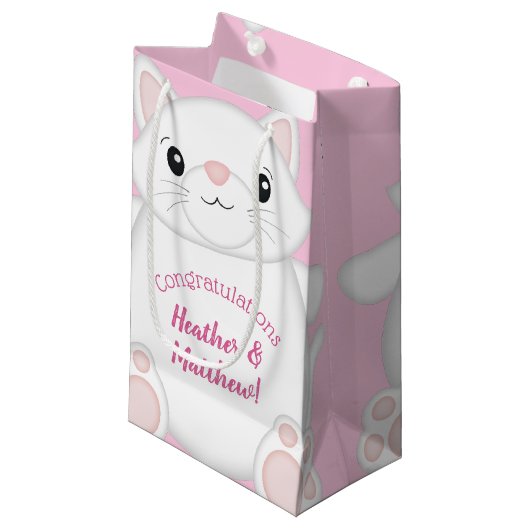 Petit Sac Cadeau Chat Baby shower Kitty Rose (Devant Angle)