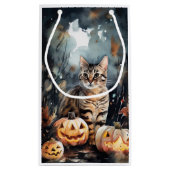Petit Sac Cadeau Chat Bengale D'Halloween Avec Peur Citrouille (Dos)