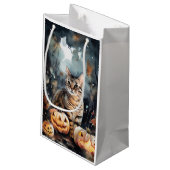 Petit Sac Cadeau Chat Bengale D'Halloween Avec Peur Citrouille (Dos Angle)