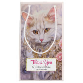 Petit Sac Cadeau Chat blanc élégant en Merci de bijoux de luxe (Devant)