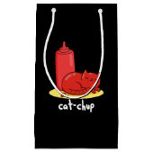 Petit Sac Cadeau Chat-chup Funny Red Ketchup Chat Pun Dark BG (Devant)