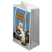 Petit Sac Cadeau chat d'anniversaire heureux (Devant Angle)