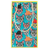 Petit Sac Cadeau Chat dans le casquette (Devant)