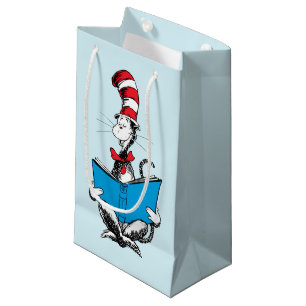 Petit Sac Cadeau Chat dans le chapeau en lecture
