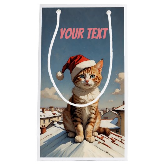 Petit Sac Cadeau chat de Noël mignon (Devant)
