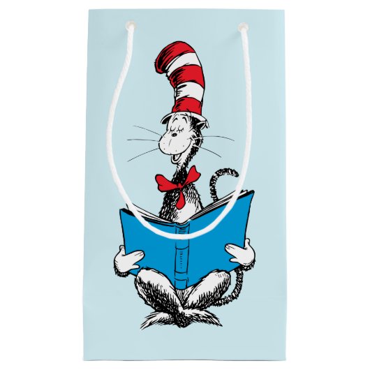 Petit Sac Cadeau Chat en lecture Casquette (Devant)