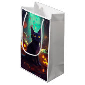 Petit Sac Cadeau Chat Halloween Tuxedo Avec Peur Citrouille (Dos Angle)