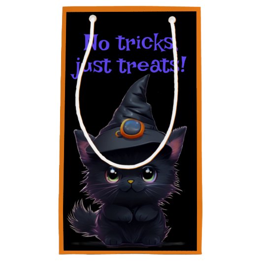 Petit Sac Cadeau Chat noir d'Halloween drôle (Devant)