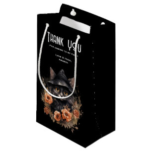 Petit Sac Cadeau Chat noir mignon dans le Merci du Parti Casquette 