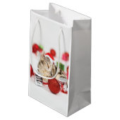 Petit Sac Cadeau Chat portant le chapeau rouge du Père Noël (Dos Angle)