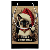 Petit Sac Cadeau Chat Siamese, Noël Père Noël Kitten (Dos)