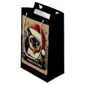 Petit Sac Cadeau Chat Siamese, Noël Père Noël Kitten (Devant Angle)