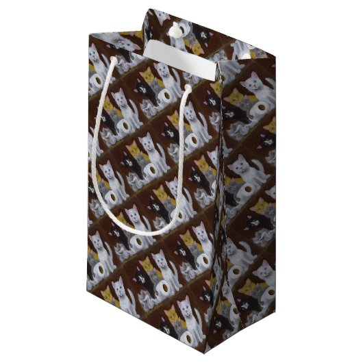 Petit Sac Cadeau Chatons Joueurs (Devant Angle)