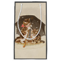 Chatons vintage sous parapluie art de chat antique