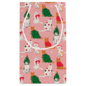 Petit Sac Cadeau Chats de Noël en Motif d'attraction (Dos)