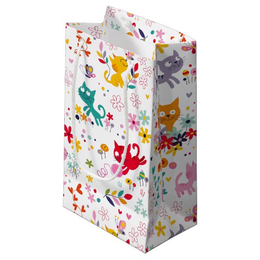 Petit Sac Cadeau Chats mignons et amusants (Devant Angle)