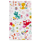 Petit Sac Cadeau Chats mignons et plaisir des fleurs (Dos)