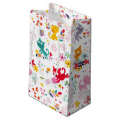 Petit Sac Cadeau Chats mignons et plaisir des fleurs (Dos Angle)