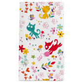 Petit Sac Cadeau Chats mignons et plaisir des fleurs (Devant)