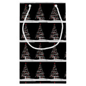 Petit Sac Cadeau Chaussettes rouges et arbre de Noël de baseball (Dos)