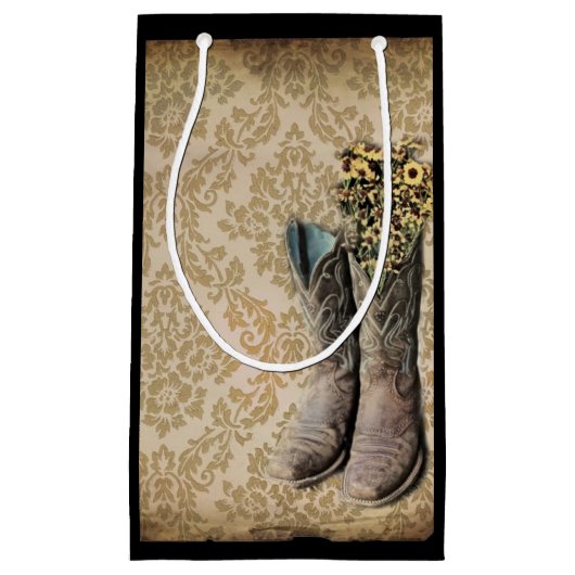 Petit Sac Cadeau Chaussures de cow-boy fleur sauvage occidental Dam (Devant)