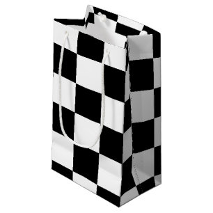 Petit Sac Cadeau Checkered classique je saigne emballant le blanc