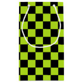 Petit Sac Cadeau Checkered Lime Green and Black (Dos)