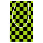 Petit Sac Cadeau Checkered Lime Green and Black (Devant)