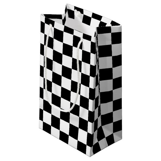 Petit Sac Cadeau Checkered noir (Devant Angle)