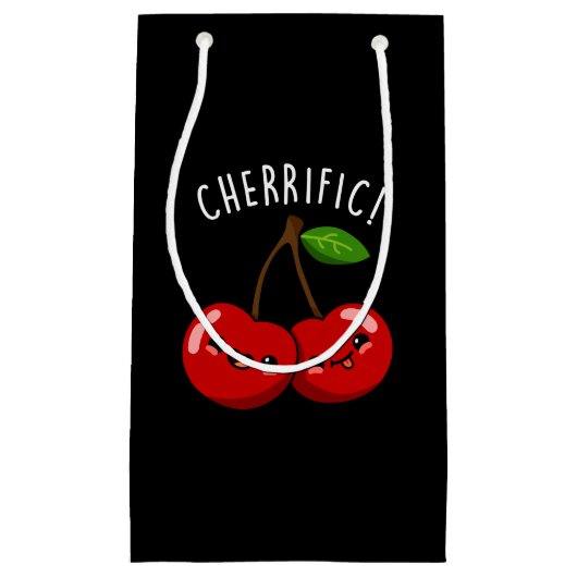 Petit Sac Cadeau Cherrific Funny Red Cherry Pun Dark BG (Devant)