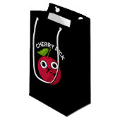 Petit Sac Cadeau Cherry Pick Funny Fruit Pun Dark BG (Devant Angle)