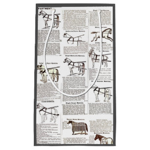 Petit Sac Cadeau Cheval Antique Publicité Journal Art