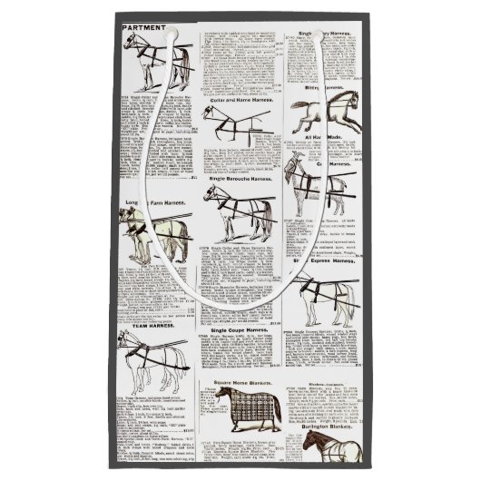 Petit Sac Cadeau Cheval Antique Publicité Journal Art (Devant)