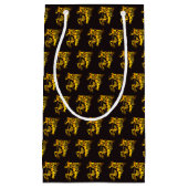 Petit Sac Cadeau Cheval de flamme d'or sur noir (Devant)