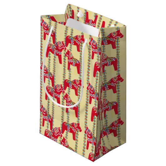 Petit Sac Cadeau Chevaux de Dala (Devant Angle)