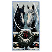 Petit Sac Cadeau Chevaux de fête | Joyeux Noël (Dos)