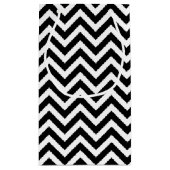 Petit Sac Cadeau Chevron horizontal noir et blanc de taille moyenne (Dos)