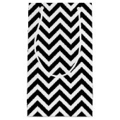 Petit Sac Cadeau Chevron horizontal noir et blanc de taille moyenne (Devant)