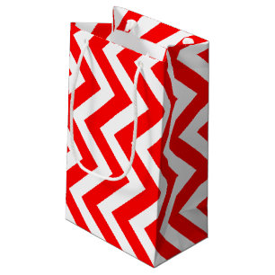 Petit Sac Cadeau Chevron vertical grand format rouge et blanc