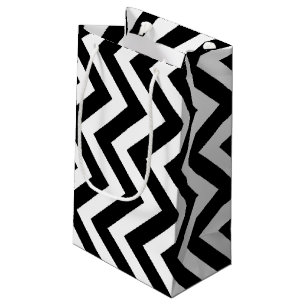 Petit Sac Cadeau Chevron vertical noir et blanc de grande taille