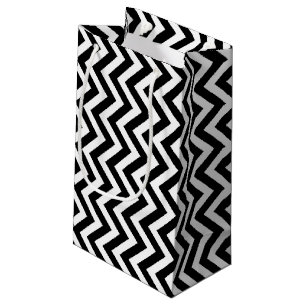 Petit Sac Cadeau Chevron vertical noir et blanc moyen