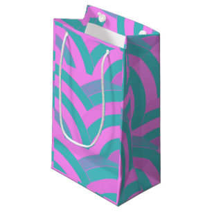 Petit Sac Cadeau chevrons roses/verts modernes chics