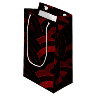 Petit Sac Cadeau chevrons rouges/noirs modernes chics