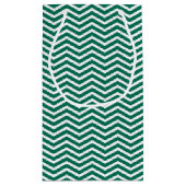 Petit Sac Cadeau Chevrons Vert Luxuriant Avec Monogramme (Dos)