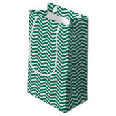 Petit Sac Cadeau Chevrons Vert Luxuriant Avec Monogramme (Dos Angle)