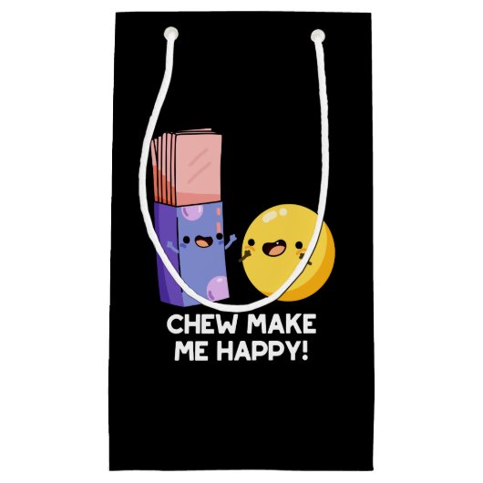 Petit Sac Cadeau Chew Me Rendre Joyeux Bonbon Pun de Bonbons Foncé (Devant)