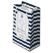 Petit Sac Cadeau Chic Baptême Nautique Vagues Ancre (Dos Angle)