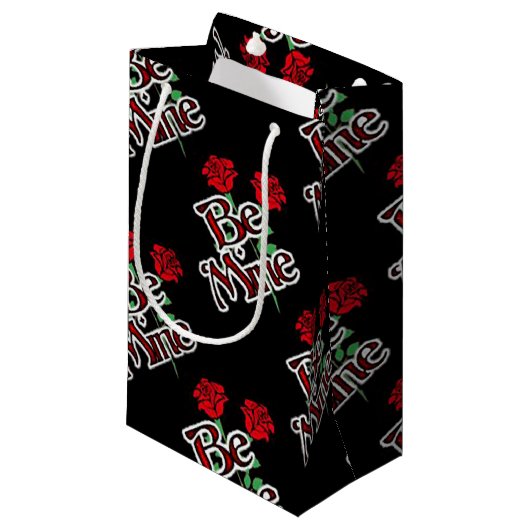 Petit Sac Cadeau Chic Black Rose Be Mine (Devant Angle)