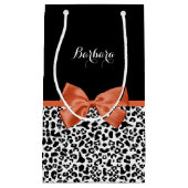 Petit Sac Cadeau Chic Empreinte de léopard Brûlé Orange Bow Avec No (Devant)