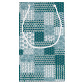 Petit Sac Cadeau Chic ethnique Faux Patchwork Motif, Turquoise et b (Dos)